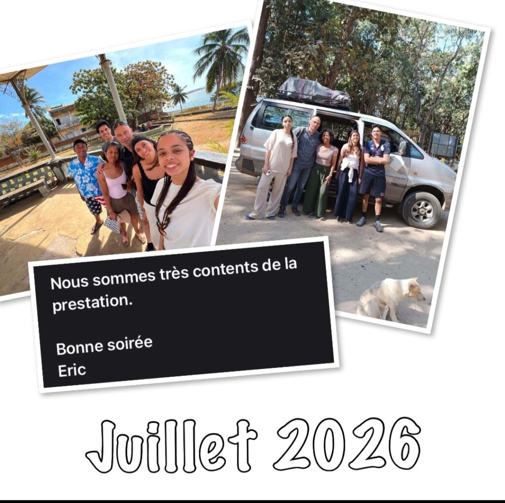 Après plusieurs soirées à étudier une carte de Madagascar et internet, nous avons élaboré et réservé avec To notre parcours par étapes de Tana jusqu'à Diego puis Antsohihy. Ce parcours en 4x4 à travers des paysages très variés était agrémenté de visites, de parcs, des tsinguis, des lémuriens... A Diego, plus calme, nos journées se sont écoulées entre promenades, plages (Ramena) et d'une sublime excursion sur la mer d'émeraude. Tô nous a confié à l'un de ces chauffeurs Victor. Très sympathique, Victor s'est avéré un excellent conseiller pour notre sécurité, le respect des coutumes et pour l'organisation de nos différentes activités. Après avoir pris congé de notre chauffeur que nous remercions encore, direction pour nous d'une dernière semaine à Nosy Be. Au programme bateau, repos, plages, Tuk Tuk,... C'est depuis Nosy Be que nous sommes rentrés en France avec des beaux souvenirs plein la tête dont notre plongée avec les tortues.
Merci à Tô et son équipe qui nous ont permis de passer des vacances de rêve."